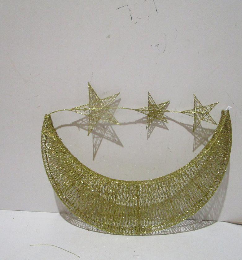 Xmas deco-moon+stars metal gold image
