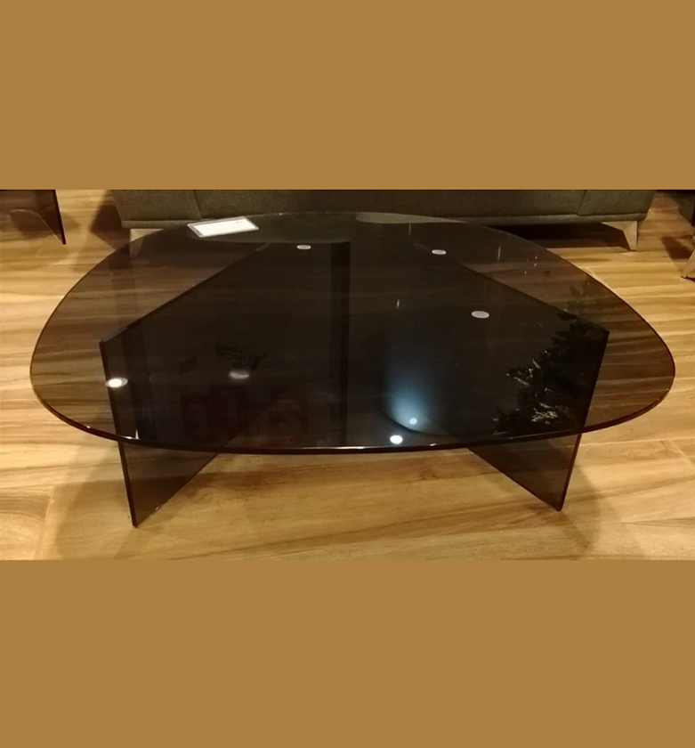 Coffee Table – Grey Tempered Glass Top with Grey Blend Base (90×90×35 cm) image