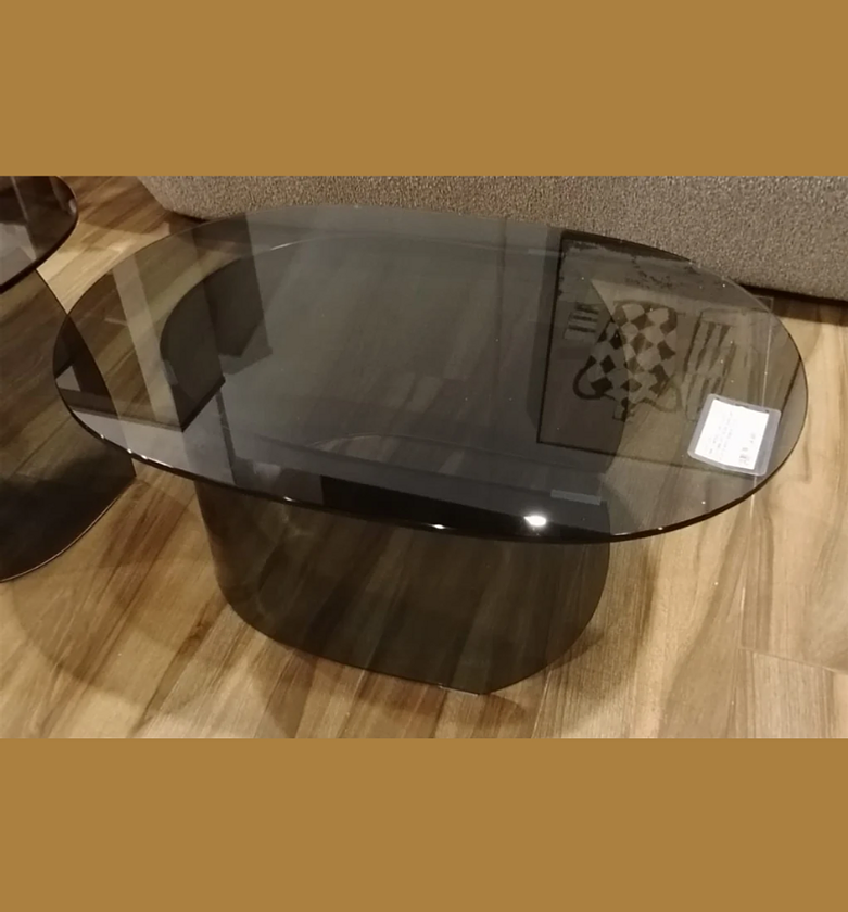 Coffee Table – Grey Tempered Glass Top with Grey Blend Base (90×65×38 cm image