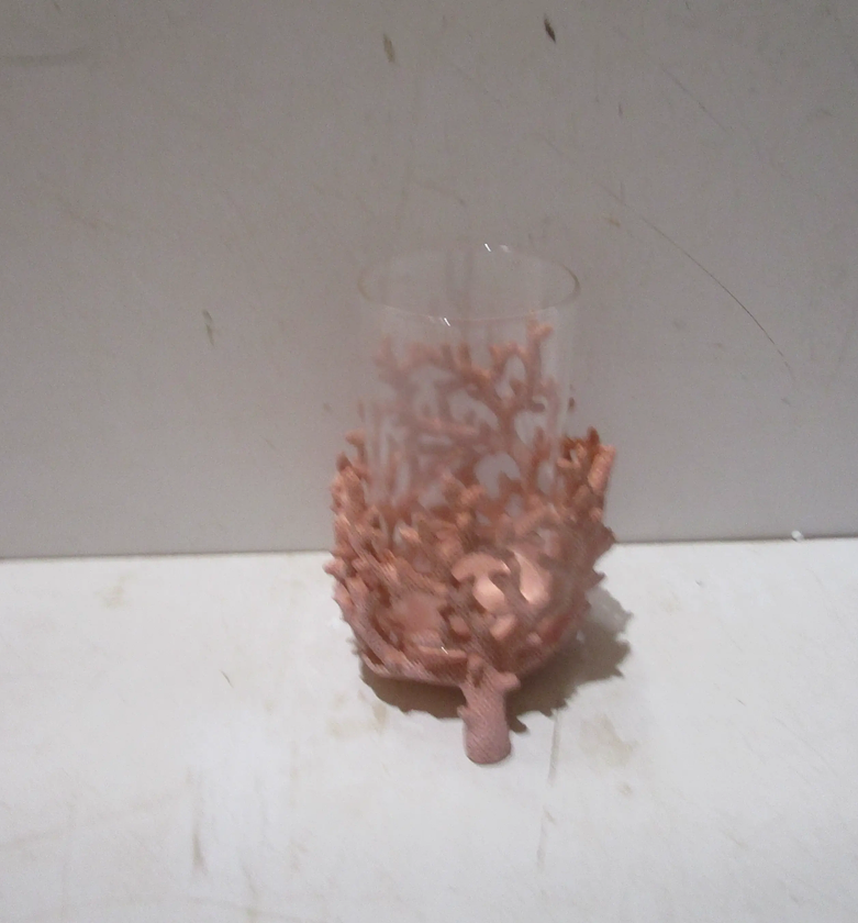 Vase resin coral w/glass pink image