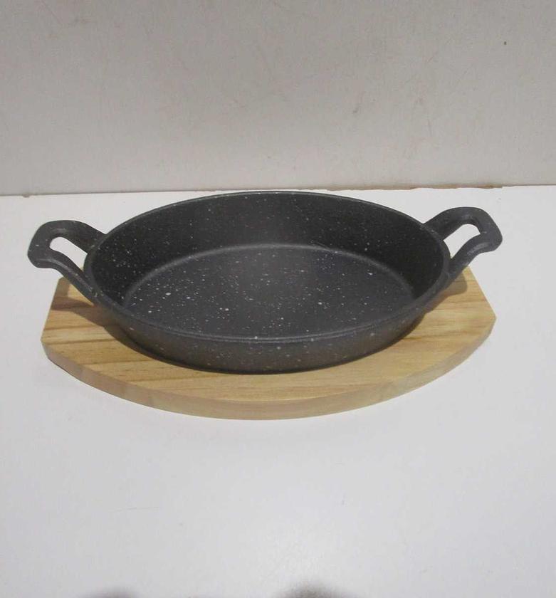 Cast iron plate+wooden base image